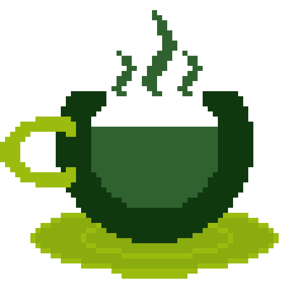 Caffeine-Carnival logo image with a pixellated white circle behind it.